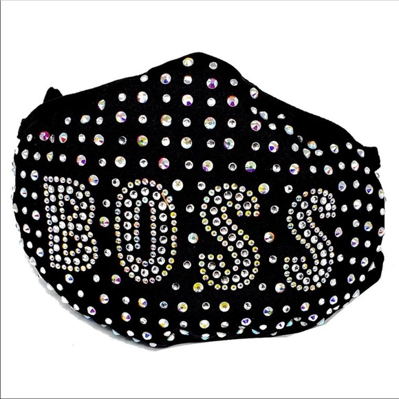 Crystal Jeweled “BOSS” Face Mask - Picture 3 of 4